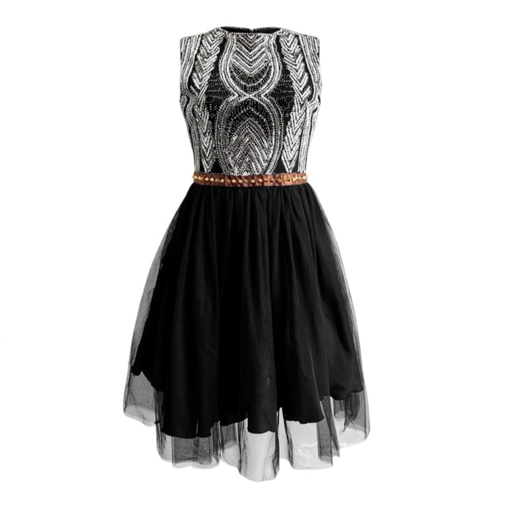 1920s Short A Line Organza Beaded Dress